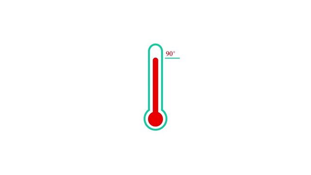 Heat Gauge Illustration: An artistic thermometer indicates a temperature reading of 90 degrees, offering a visual representation of heat, climate, and measurement.