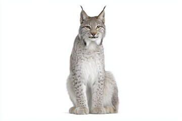 Obraz premium studio photo of a Highland Lynx cat, full body visible, cat sitting naturally, upright confident sitting posture