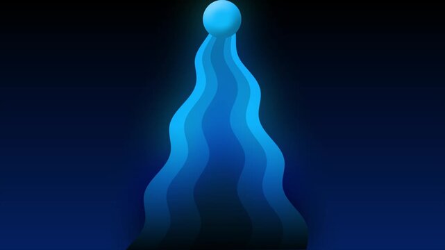 Blue glowing sphere with flowing wave shapes rising upward on dark background creating a smooth modern animation backdrop for tech visuals digital art style