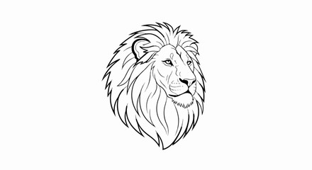 Fototapeta premium Bold lion head sketch with flowing mane and intense gaze