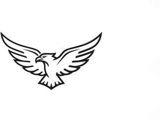 Obraz premium Stylized falcon in mid-flight with wings spread wide against white