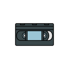 Fototapeta premium A minimalist vector illustration of a black VHS tape on a white background
