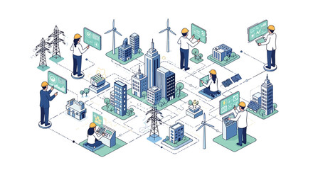 Scientists working on sustainable city development projects.