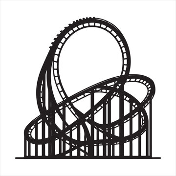 Roller coaster thrill vector silhouette  outline logo design concept illustration