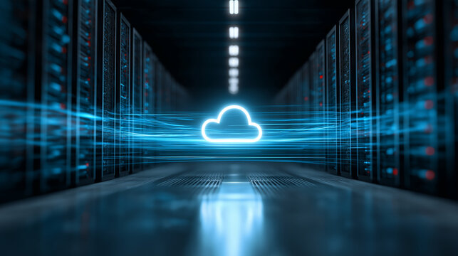 Represents cloud computing, data storage, SaaS platforms, and enterprise IT infrastructure.
