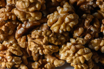 Obraz premium Walnut Kernels Background in Georgian Still Life Style Minimalism and Texture