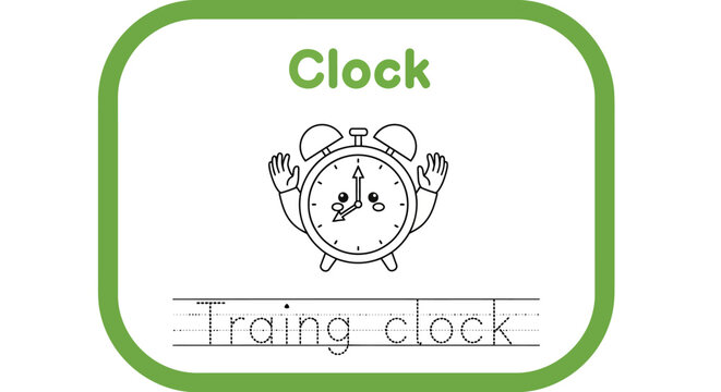 Clock training worksheet for kids, time learning