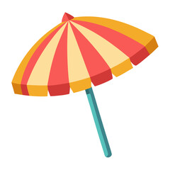 Closed folded beach umbrella isolated on white background vector illustration