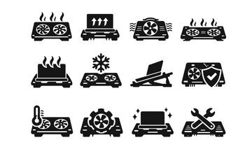 Fototapeta premium Daily concept icon workstation generation temperature cooling form tech vector simple image