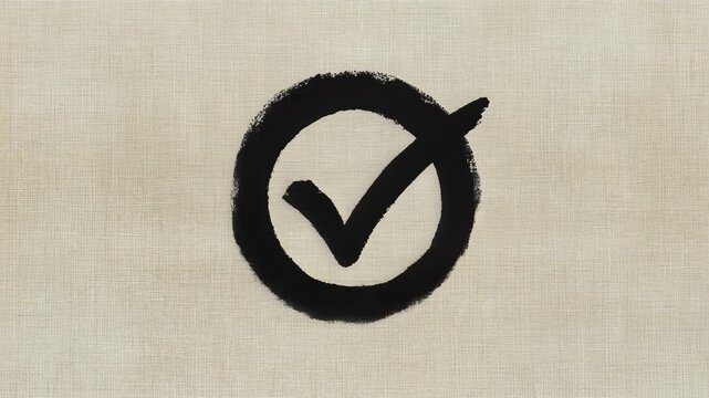 Animated check mark icon on textured background, symbolizing approval, confirmation, and validation in a seamless loop motion graphic