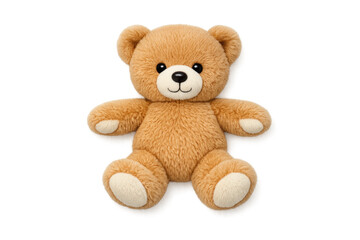 Fototapeta premium Cute fluffy teddy bear toy with black eyes and nose on a black background