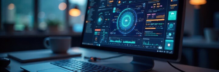 A realistic mockup of an automation system interface on a computer screen, showing various buttons and controls , coding, engineering