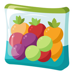 Frozen fruit pack isolated on white background vector illustration