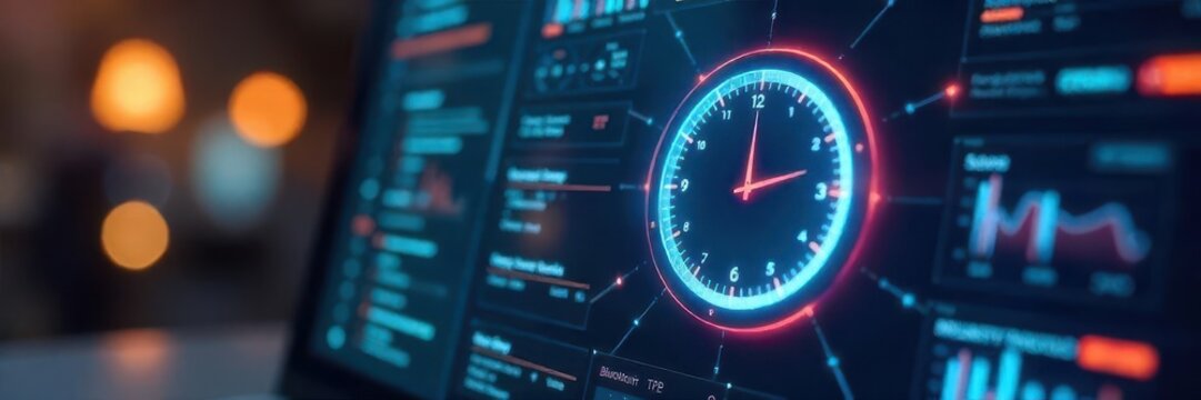 A sleek and modern time management icon on a digital screen, symbolizing productivity and organization in daily tasks , calendar, efficiency