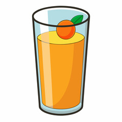 Glass of fresh orange juice isolated on white background vector illustration