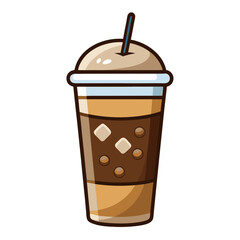 Cold iced coffee cup isolated on white background vector illustration
