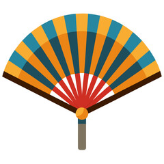 Handheld paper fan isolated on white background vector illustration