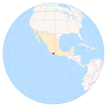 Location Map of Ixtapa-Zihuatanejo Int. Airport (Zihuatanejo, Guerrero, Mexico). IATA-code: ZIH. No labels at all.