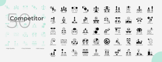 Competitor Duotone Editable Icons set