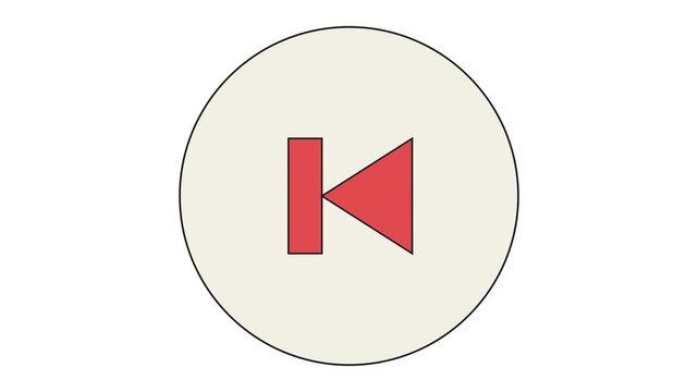 Modern play button icon with red triangle and beige circle background