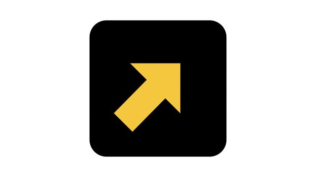 Modern yellow arrow icon on black background