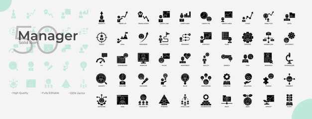 Manager Solid Editable Icons set