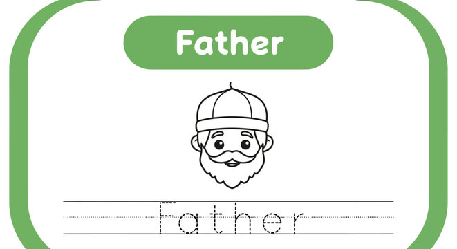 Father's Day tracing practice worksheet for kids