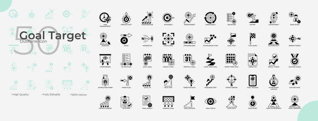 Goal Target Duotone Editable Icons set