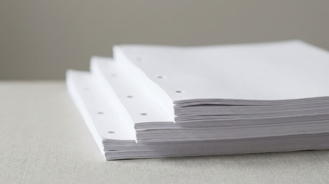 Stack of White Paper Sheets with Holes
