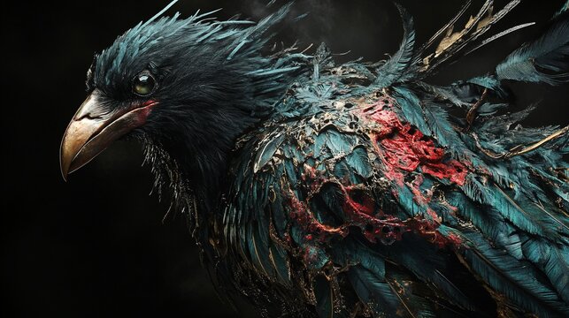 Ravens eerie beauty in dark setting