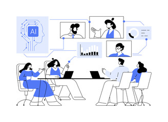 Obraz na płótnie Canvas Smart Meeting Rooms with AI Assistance abstract concept vector illustration.