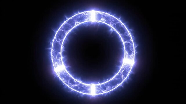 Abstract Electric Ring Portal with Lightning Strikes