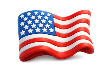 Fototapeta premium Waving American flag made of clay with white stars and red and white stripes