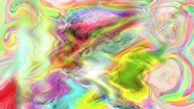Onde di colore vivaci e forme fluide che si intrecciano in un movimento energetico. La composizione presenta tonalit&agrave; intense e dinamiche che creano un effetto visivo moderno, vibrante e caotico