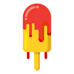 Melting popsicle with drip isolated on white background vector illustration
