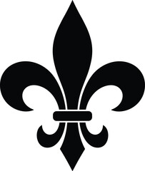 Fleur de lis symbol black heraldic lily icon classic royal emblem decorative medieval design vector illustration isolated graphic © Mortuza Samiha