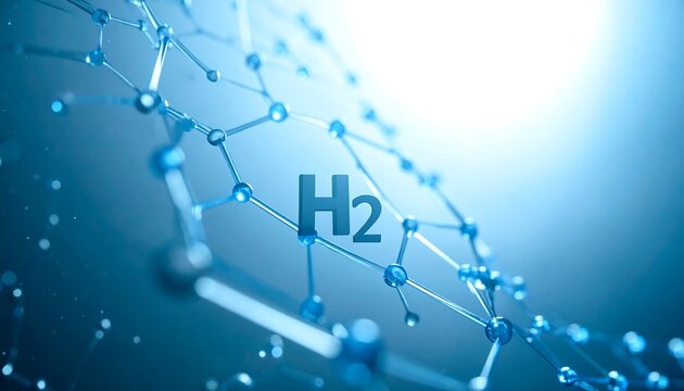 Hydrogen Molecule in Focus: A detailed image of a hydrogen molecule's intricate structure, highlighting the essential building blocks of the universe in a clean, modern aesthetic.