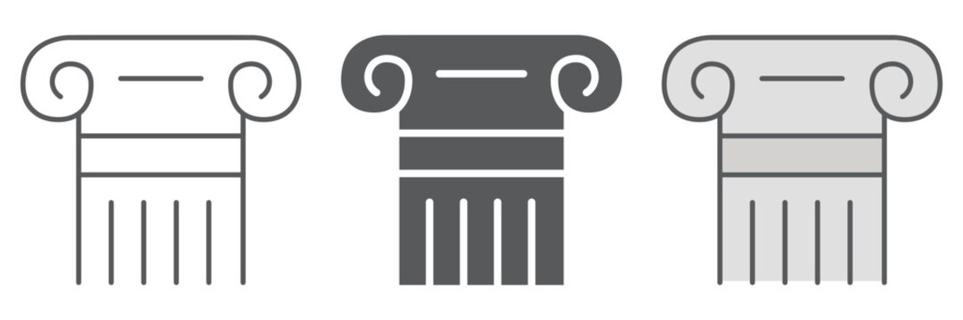 Greek column line icon, pillar and antique, legality sign, vector graphics, a linear pattern on a white background.