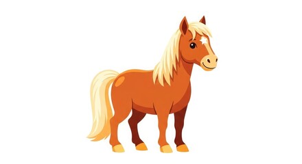 A cartoon horse with a blonde mane standing on a plain white background