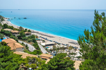 Naklejka premium Panorama of Lefkada near Kathisma beach, Ionian Islands, Greece