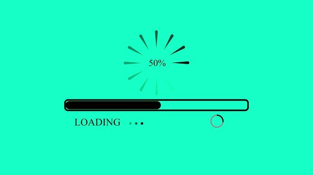 Please wait loading intermission animated. Icon symbol starting soon. Spinning waiting icon on a green background. Loading circle animation. Seamless Loop.