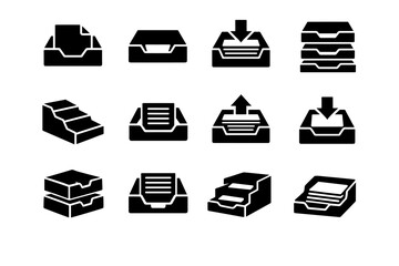 Document office vector icon mail generation intake solid system simple process organizer