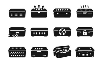 Simple image icon cover protected vector ventilated solution power generation accessory container