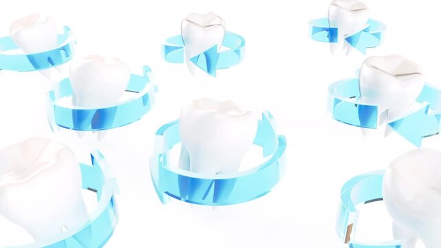 White teeth protection blue arrows rotate endless 4k