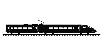A sleek modern high speed train is depicted in a striking black form a silhouette high quality professional detailed © nhpvect02