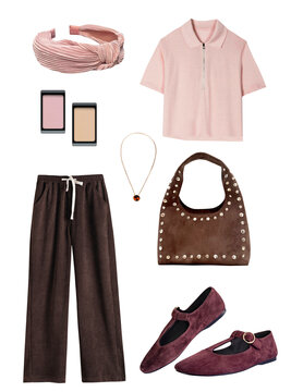 Fashion female clothes set isolated, women's garment cutout collection.