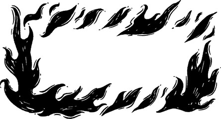 Obraz premium A collection of stylized black flame shapes are arranged in a roughly rectangular frame against a plain white background high quality professional detailed modern elegant stylish