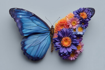 monarch butterfly flowers marigolds daisies