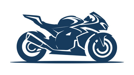 Fototapeta premium Stylish blue silhouette of a sport motorcycle on a white background.