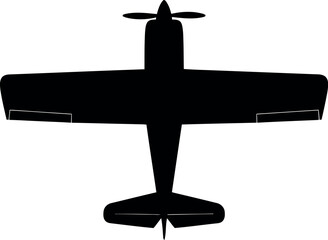 Silhouette of a Single Engine Propeller Airplane Top View Vector Illustration © MDSafwan